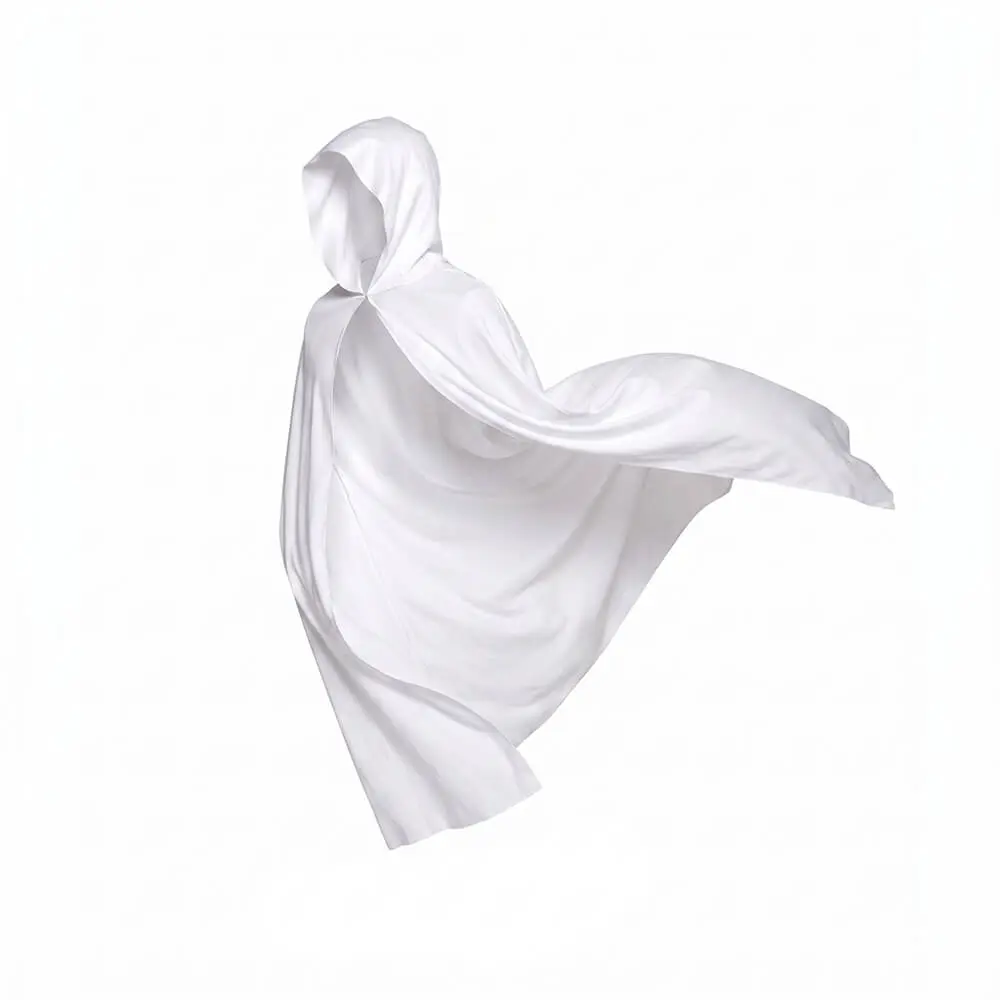 Capa con Capucha Blanca 140 cm para Adulto – Accesorio de Época para Disfraz de Fantasma, Mago o Ángel - Imagen 3