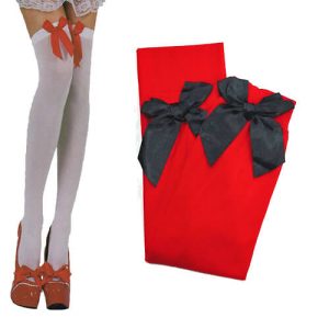 MEDIAS ROJAS CON LAZO NEGRO