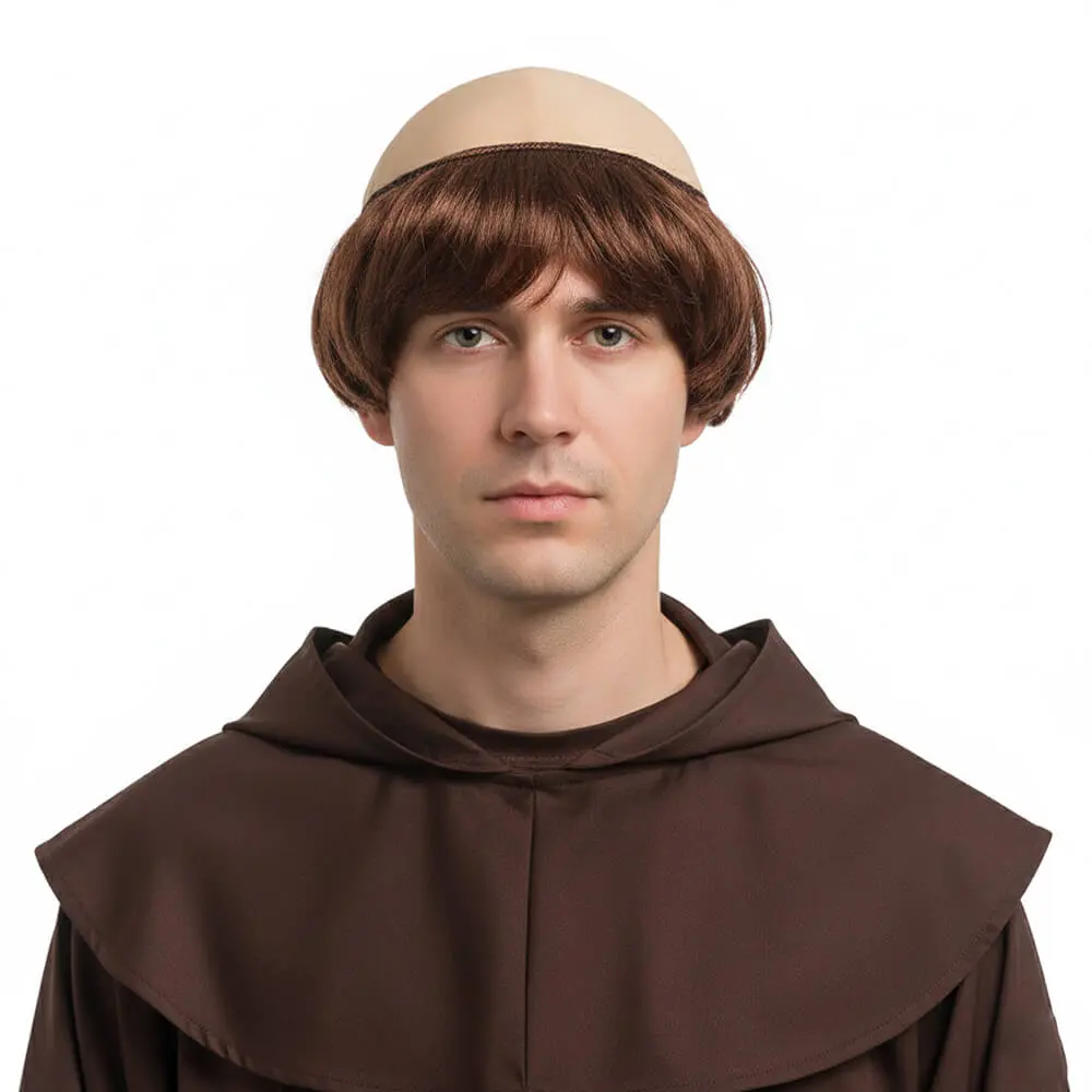 Peluca de Monje con Calva – Accesorio de Fraile para Disfraces - Imagen 3