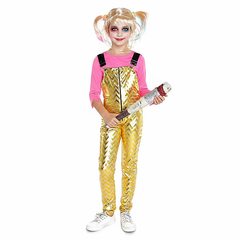 Disfraz Crazy Harlequin infantil con mono y camiseta, estilo arlequín loco para carnaval o Halloween