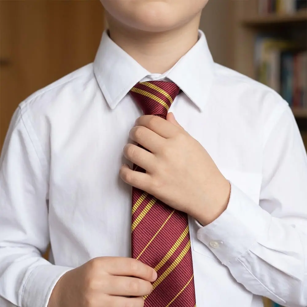 Corbata Mágica de Rayas Burdeos y Amarillas con Cremallera (36 cm) - Imagen 3
