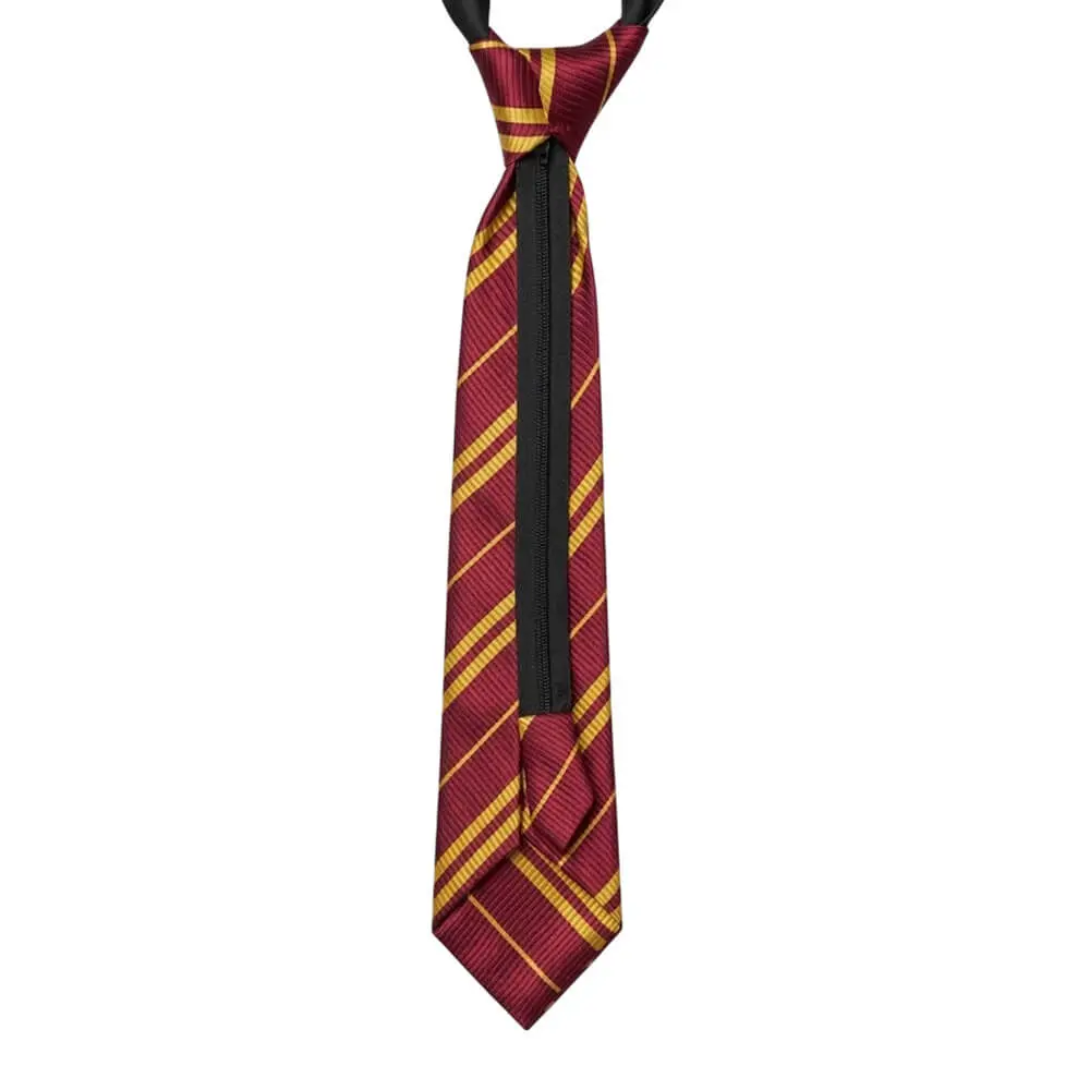 Corbata Mágica de Rayas Burdeos y Amarillas con Cremallera (36 cm) - Imagen 4