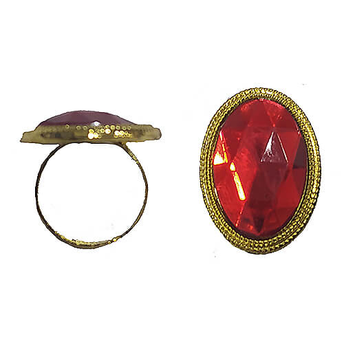 Anillo medieval ovalado color rojo para disfraces de carnaval o fiestas temáticas