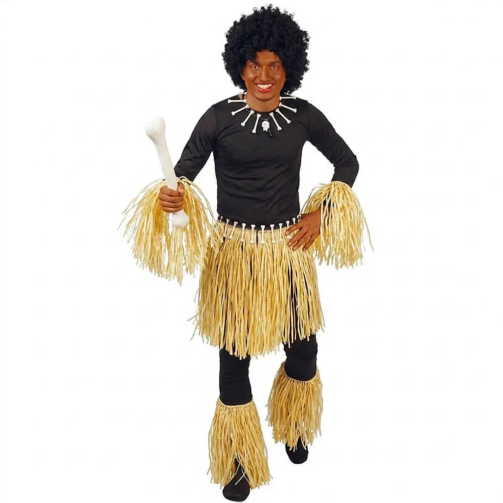 Conjunto Zulú de Pajita para Disfraz Tribal Adulto - Imagen 3
