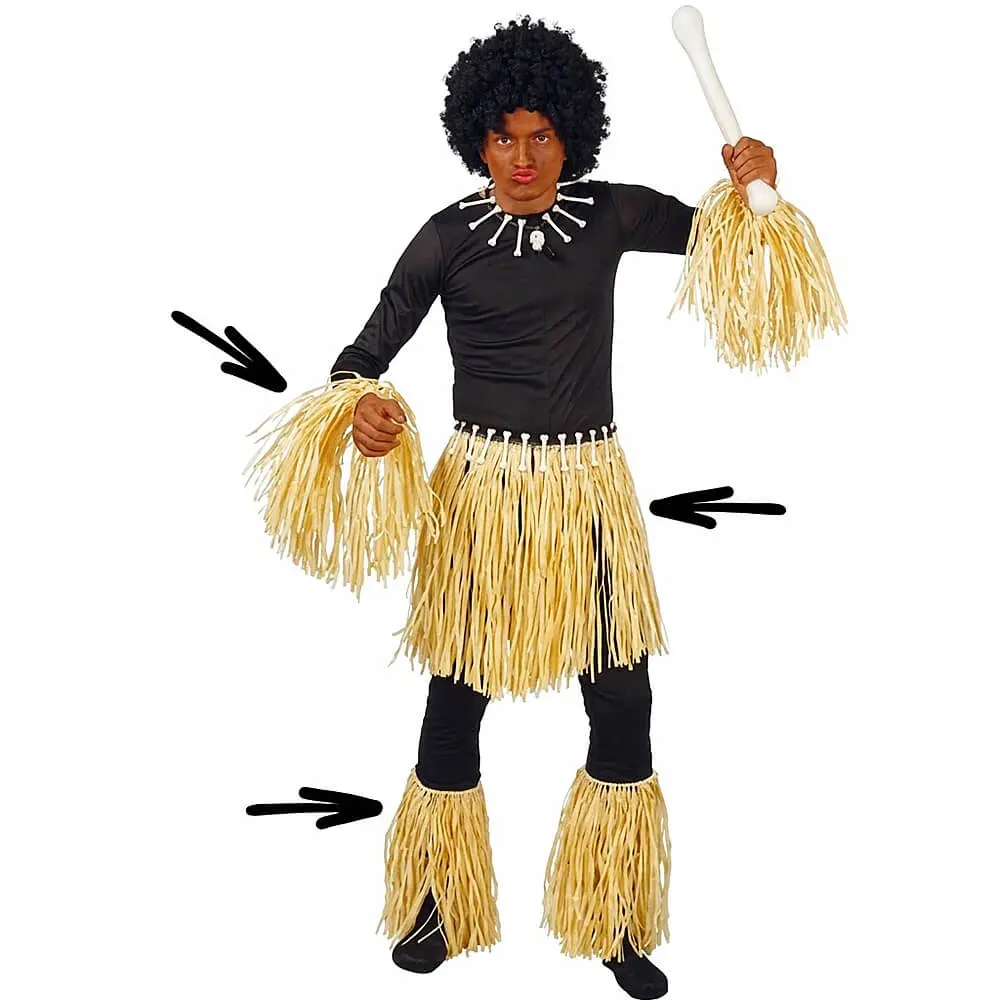 Conjunto Zulú de Pajita para Disfraz Tribal Adulto - Imagen 2