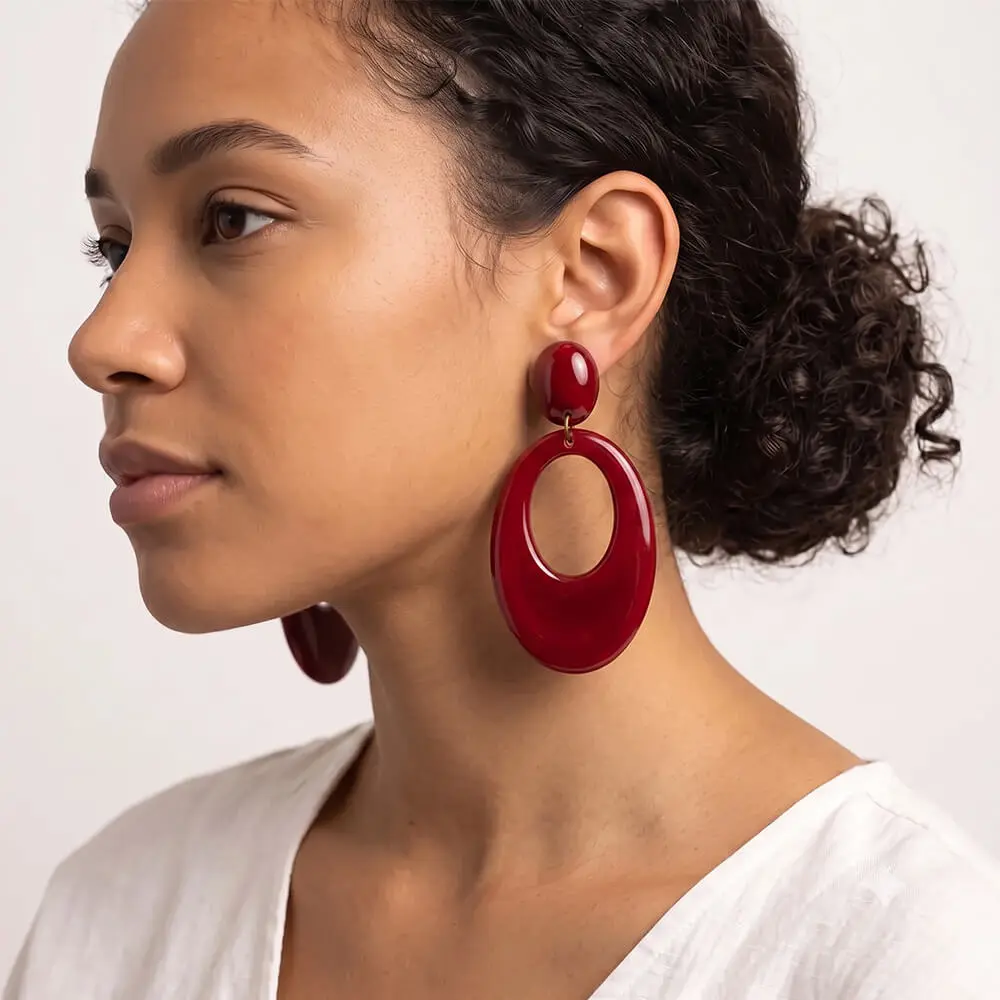 Pendientes de Flamenca Rojos con Broche de Clip – Accesorio de Sevillana o Chulapa para Adulto e Infantil - Imagen 2