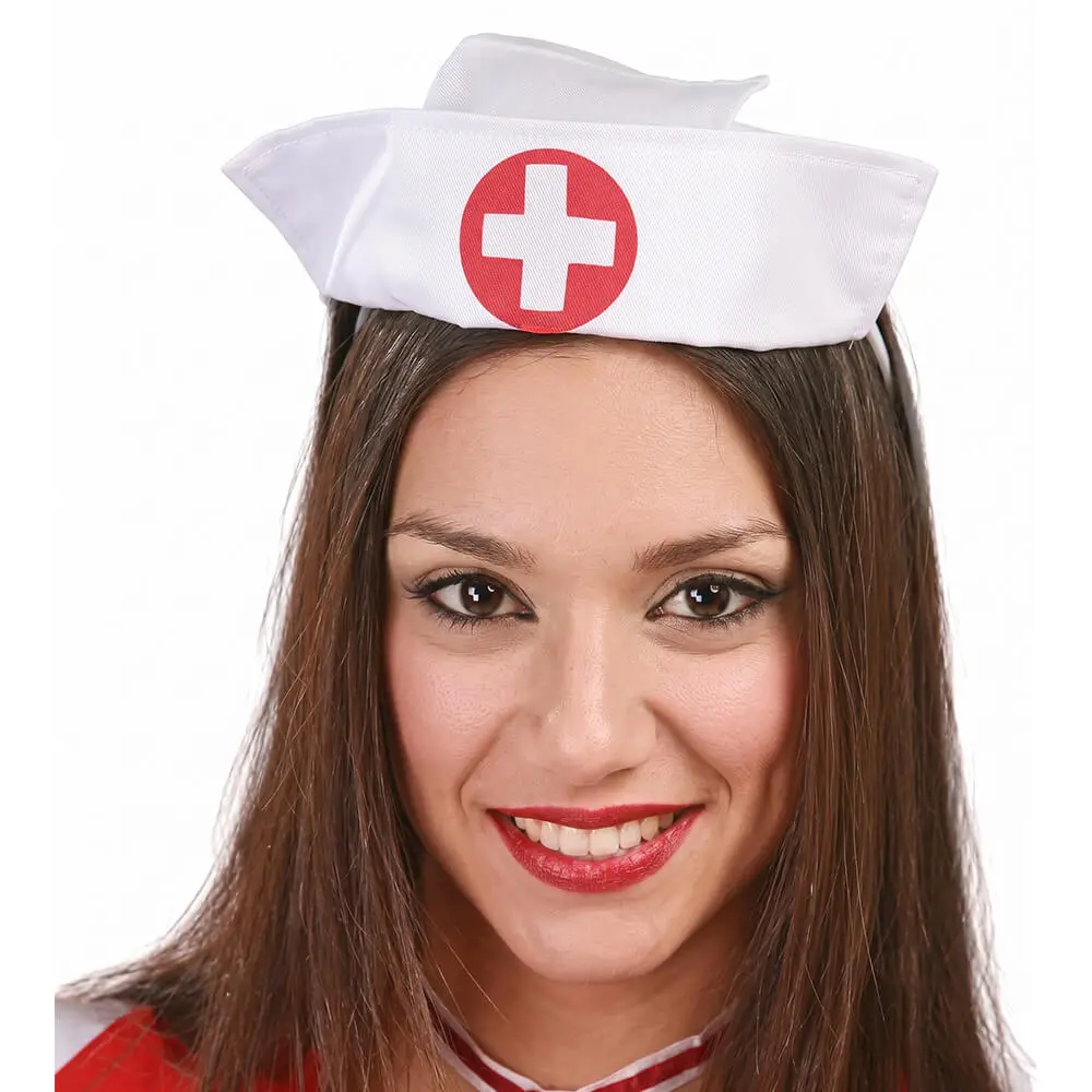 Tocado de Enfermera de Tela con Diadema – Accesorio de Sanitaria para Disfraz (Adulto e Infantil) - Imagen 2