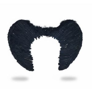 Alas de ángel caído grandes con plumas negras naturales para disfraz de adulto o infantil.