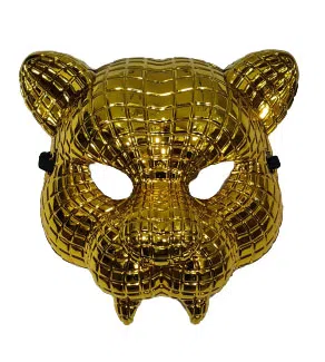 Máscara de tigre dorado brillante para adultos y niños, accesorio de disfraz para carnaval o fiestas temáticas