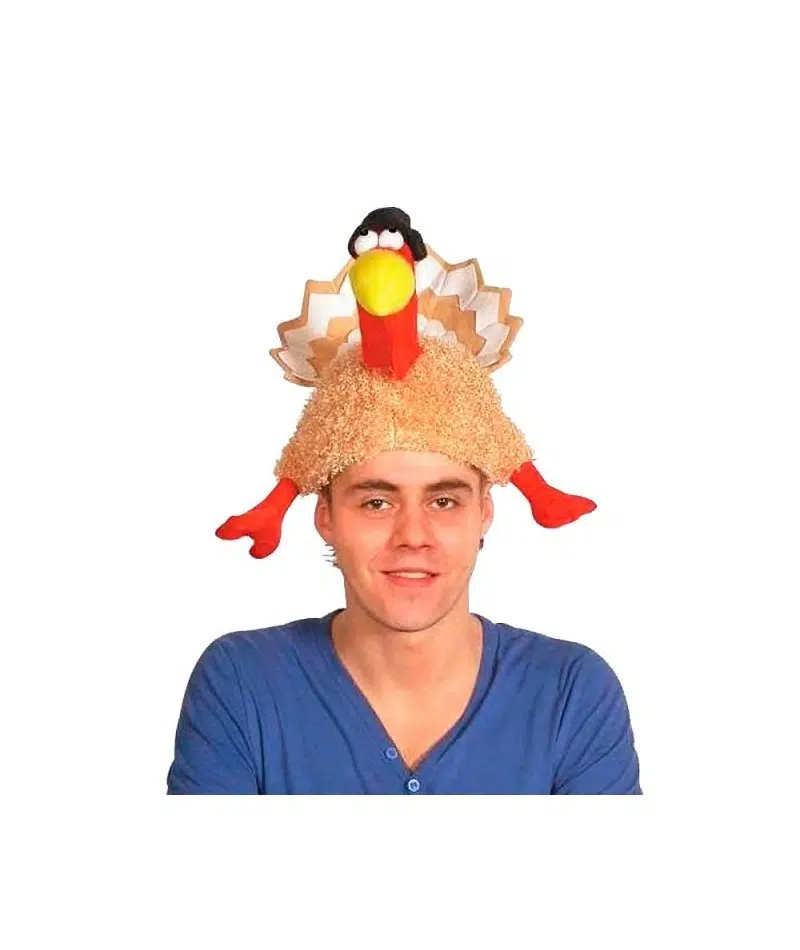Gorro de foam con forma de pavo marrón para fiestas y carnaval