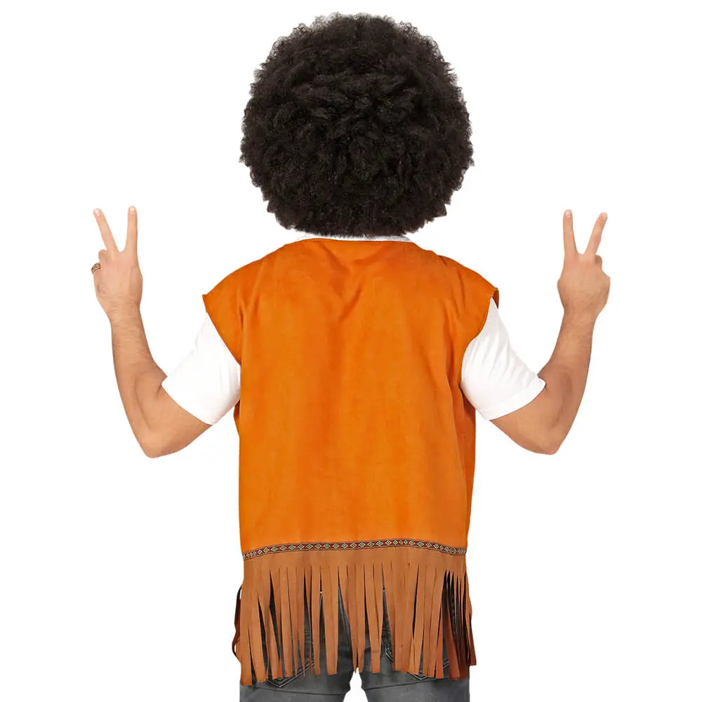 Chaleco Hippie para Adulto – Chaleco con Flecos y Símbolos de Paz (Tallas M/L y XL) - Imagen 4