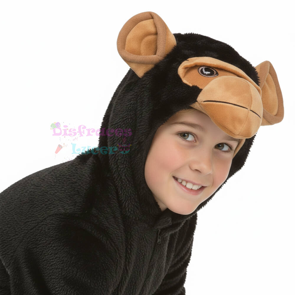 Disfraz de Mono Chimpancé Infantil – Traje de Primatito con Capucha - Imagen 4