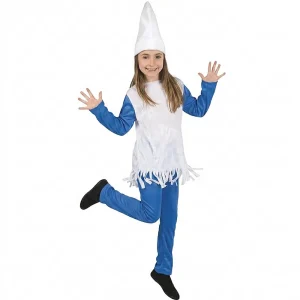 Disfraz de Enanita Azul Infantil – Conjunto de Aldeana del Bosque con Gorro
