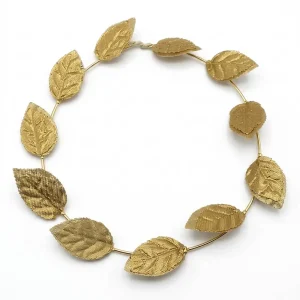 Corona de laurel dorada para disfraz de romano o griego, accesorio de cabeza disponible en Disfraces Lucero.
