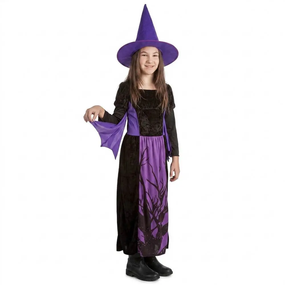 Disfraz de Bruja del Bosque Morada Infantil con Sombrero - Imagen 3