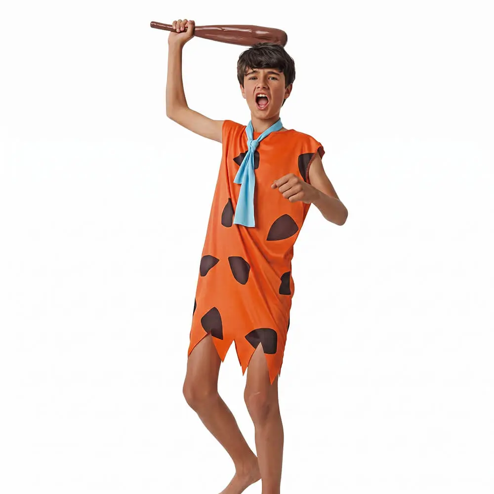 Disfraz de Cavernícola Infantil – Traje de Pedro Picapiedra de Serie Animada (Túnica y Corbata) - Imagen 3