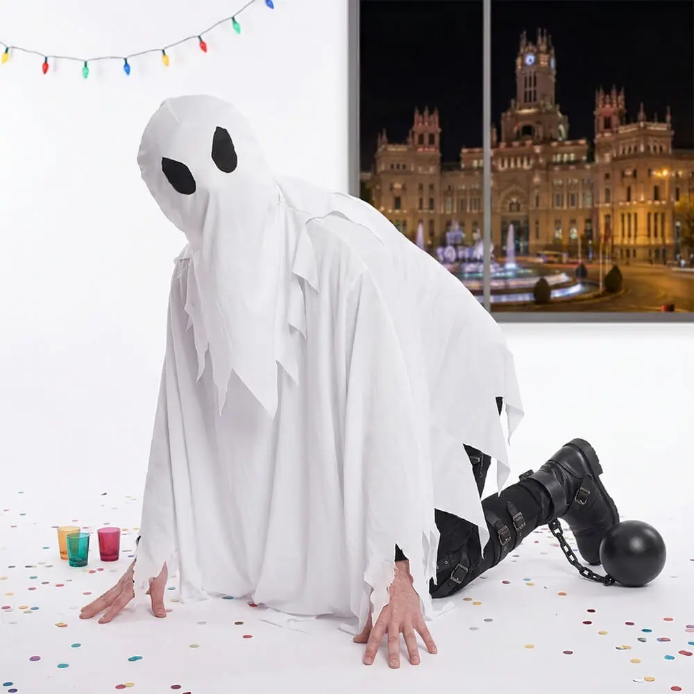 Disfraz de Fantasma Blanco Infantil con Capucha - Imagen 2