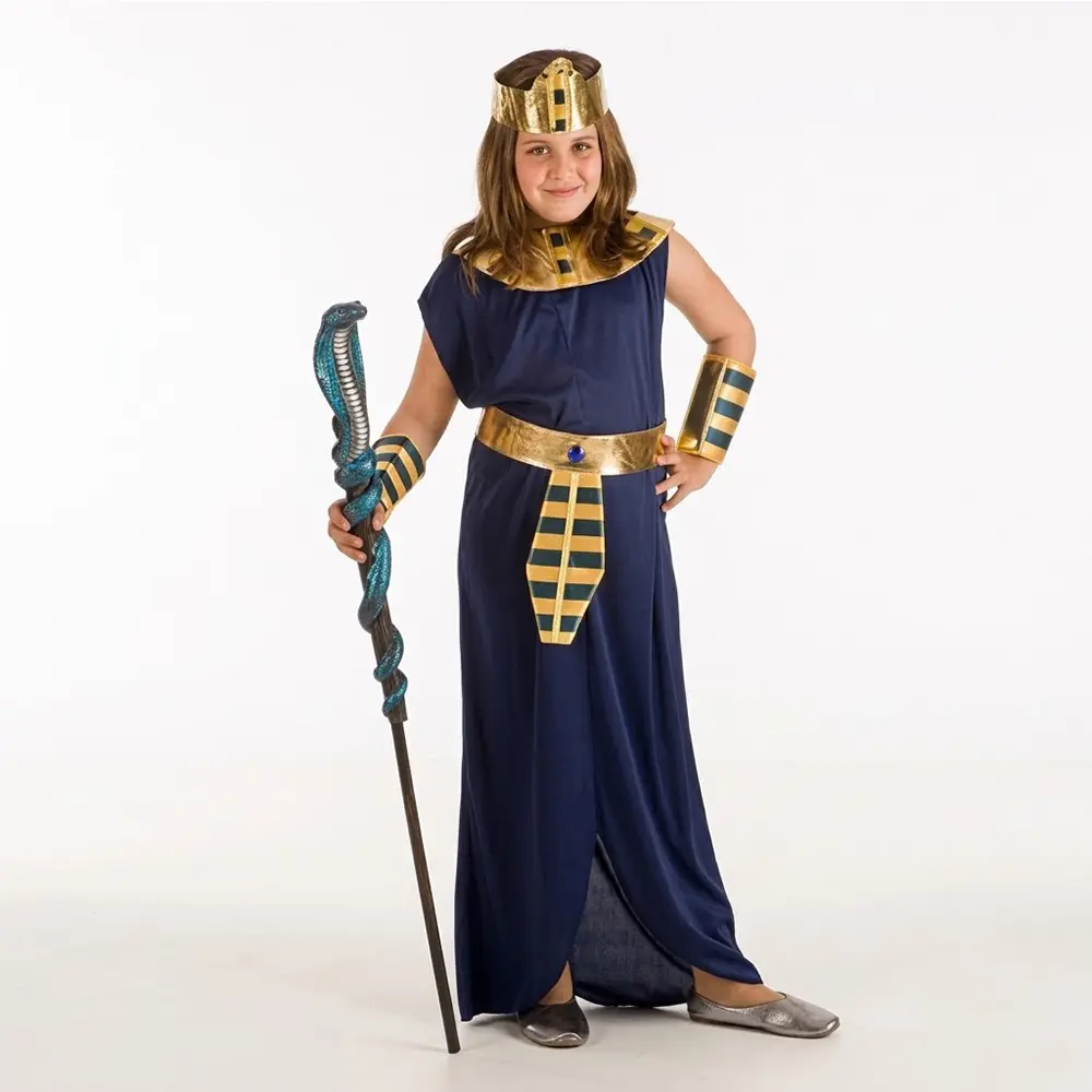 Disfraz de Faraona Infantil - Vestido Azul y Dorado Egipto - Imagen 2