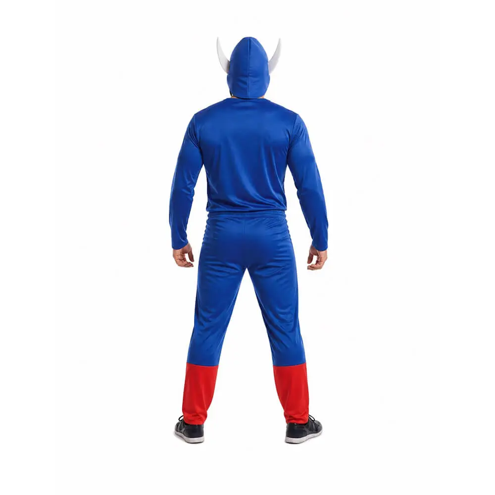 Disfraz de Capitán Americano Adulto – Traje de Súper Héroe con Mono Estampado y Gorro (2 Piezas) - Imagen 3