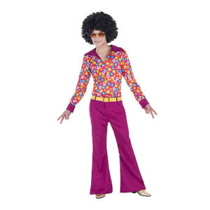 DISFRAZ DE HIPPIE AÑOS 70s FLORES ADULTO