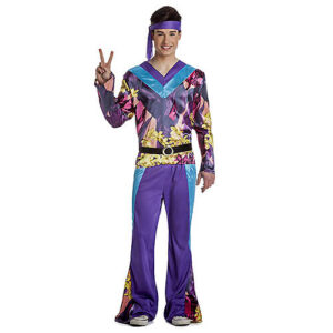 DISFRAZ DE HIPPIE MORADO DISC ADULTO