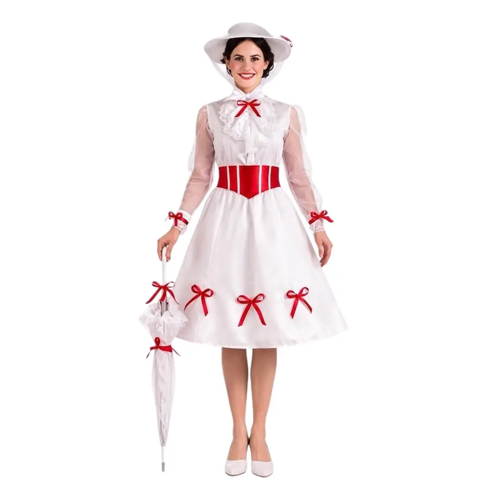 Disfraz de Niñera Mágica Adulto – Traje de Época Victoriana de Mary Poppins con Sombrero y Cinturón (3 Piezas) - Imagen 2