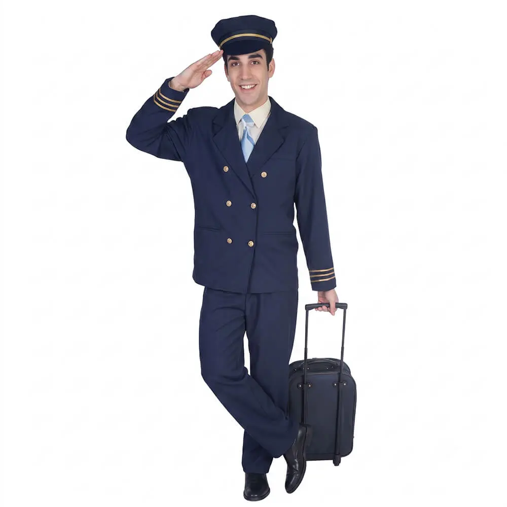 Disfraz de Piloto Comercial Adulto – Traje de Comandante de Aviación Civil (5 Piezas) - Imagen 2