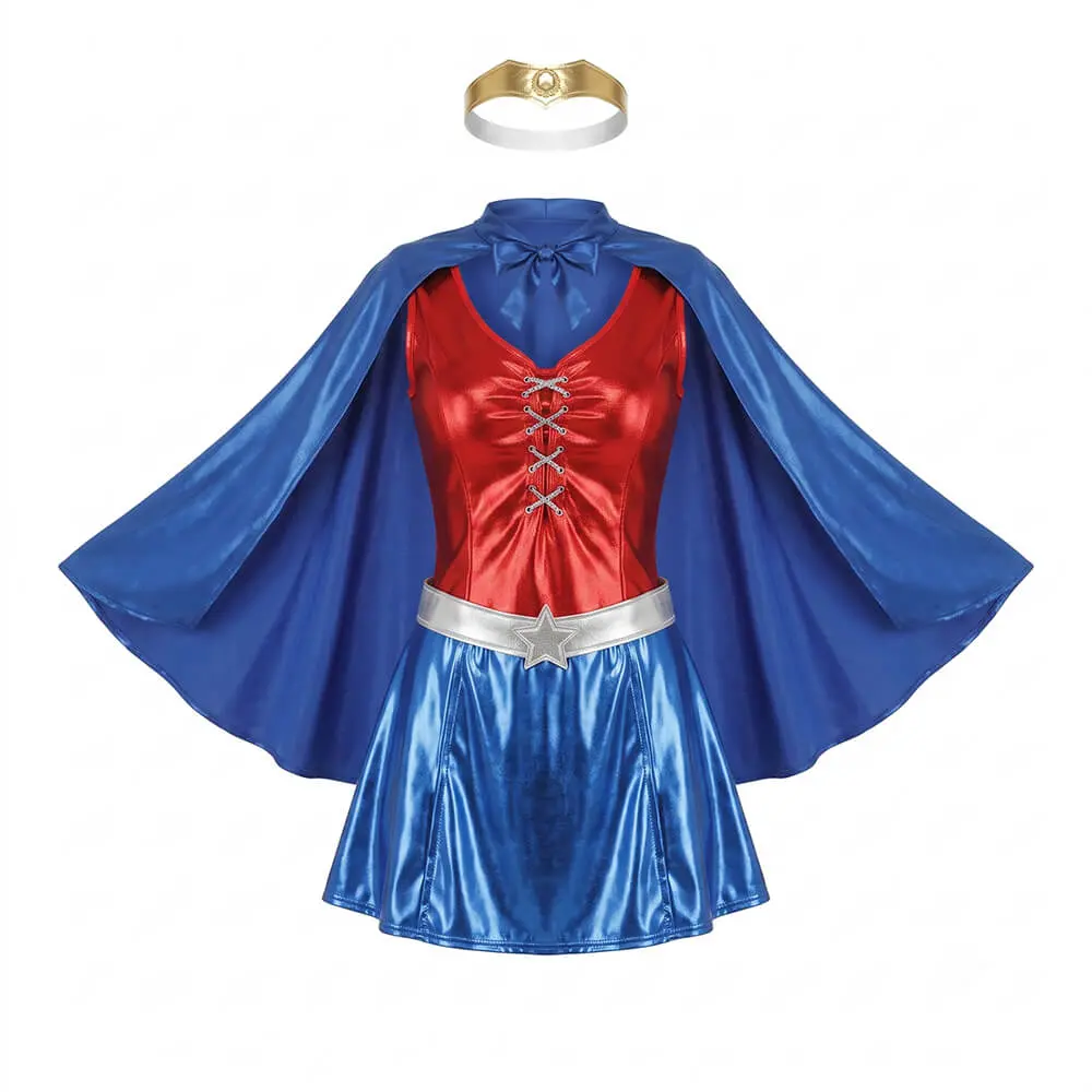 Disfraz de Power Woman Adulto – Traje de Súper Heroína con Capa y Diadema (4 Piezas) - Imagen 3