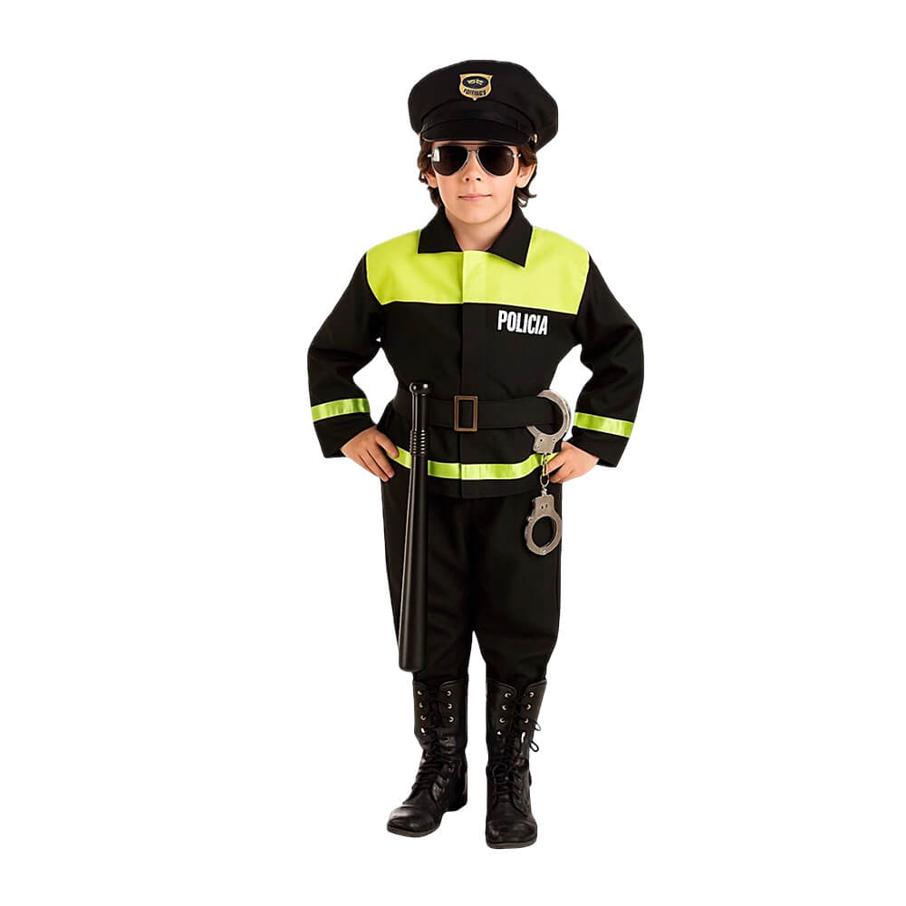 Disfraz de policial infantil con casaca, pantalón y gorra