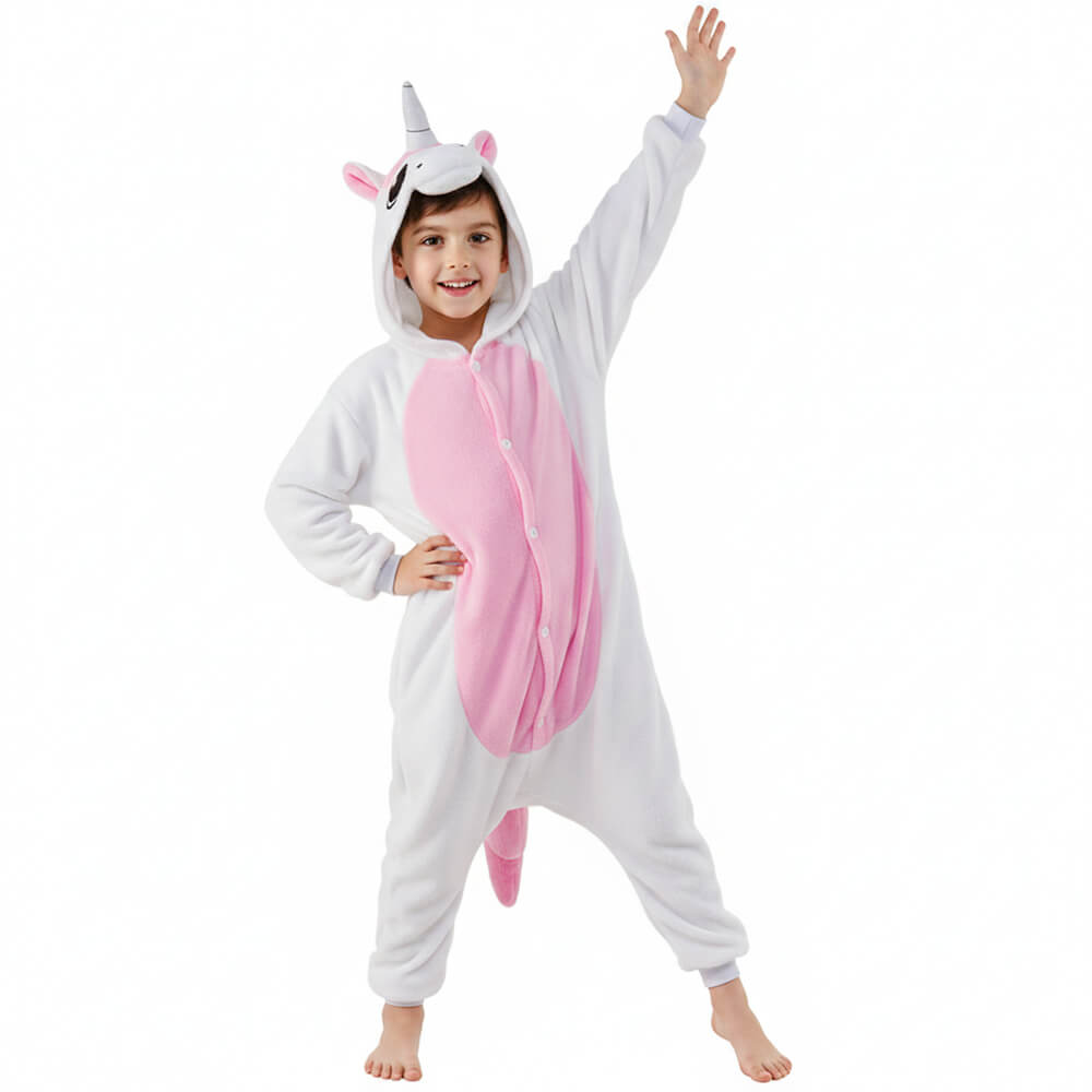 Disfraz de Unicornio Infantil – Mono Kigurumi Rosa Claro y Blanco - Imagen 2