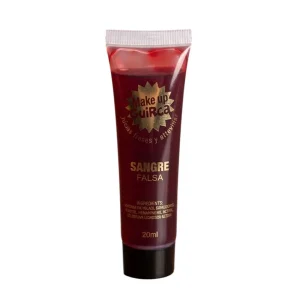 Tubo de plástico flexible de 20 ml de sangre falsa líquida para maquillaje de la marca Make up Guirca, ideal para efectos especiales de Halloween, de Disfraces Lucero.