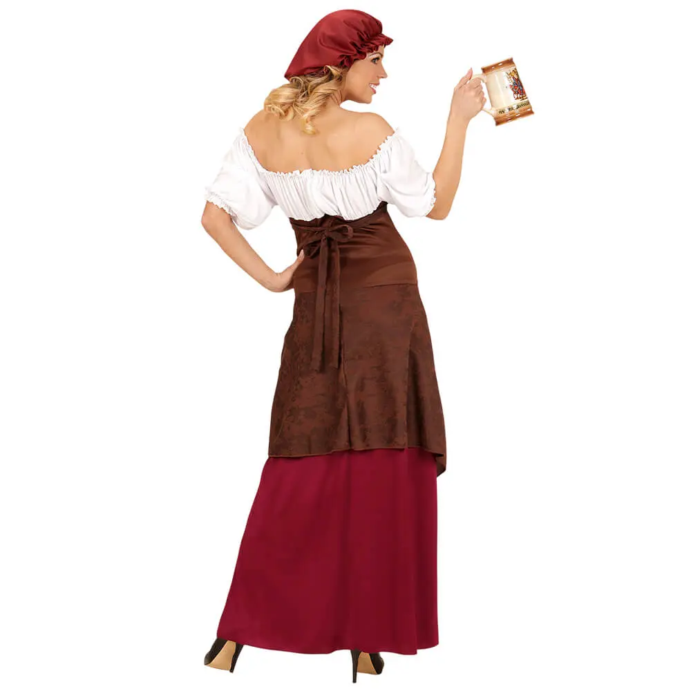 Disfraz de Tabernera Medieval Adulto – Traje de Posadera o Tabernera de Época (Vestido y Cubrecabeza) - Imagen 2