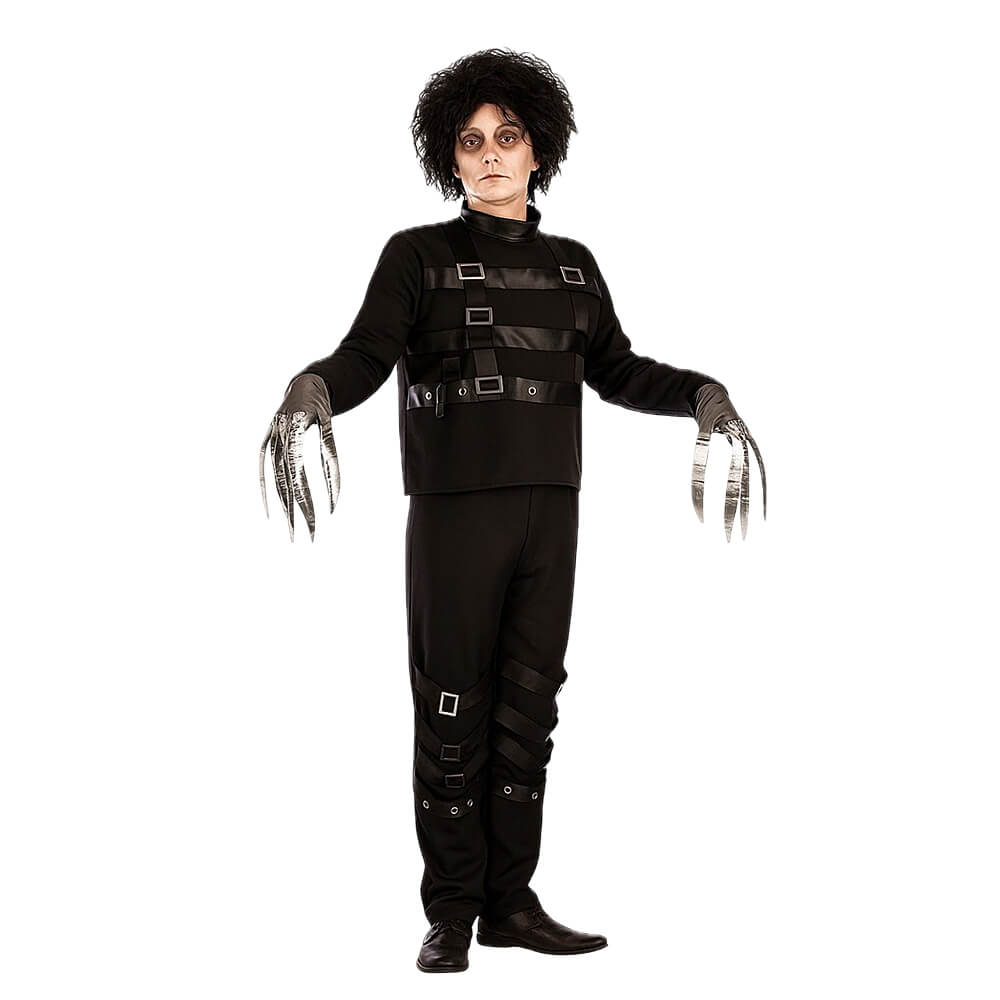 Disfraz de Manos Tijeras para adulto con camisa, pantalón y guantes, ideal para Halloween o carnaval