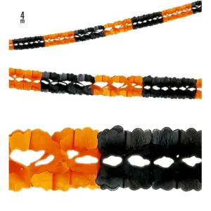 Guirnalda boa de papel extensible de 4 metros de largo en colores naranja y negro para decoración de Halloween