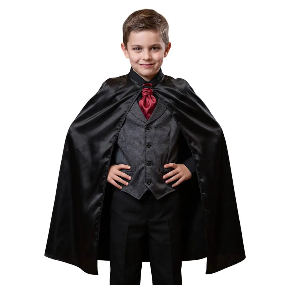 Capa Negra de 100 cm – Accesorio de Época y Terror para Disfraz (Adulto e Infantil) - Imagen 2