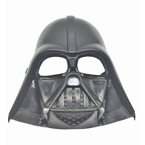 Niño con máscara negra de Señor Oscuro de estilo galáctico para disfraz de Carnaval.