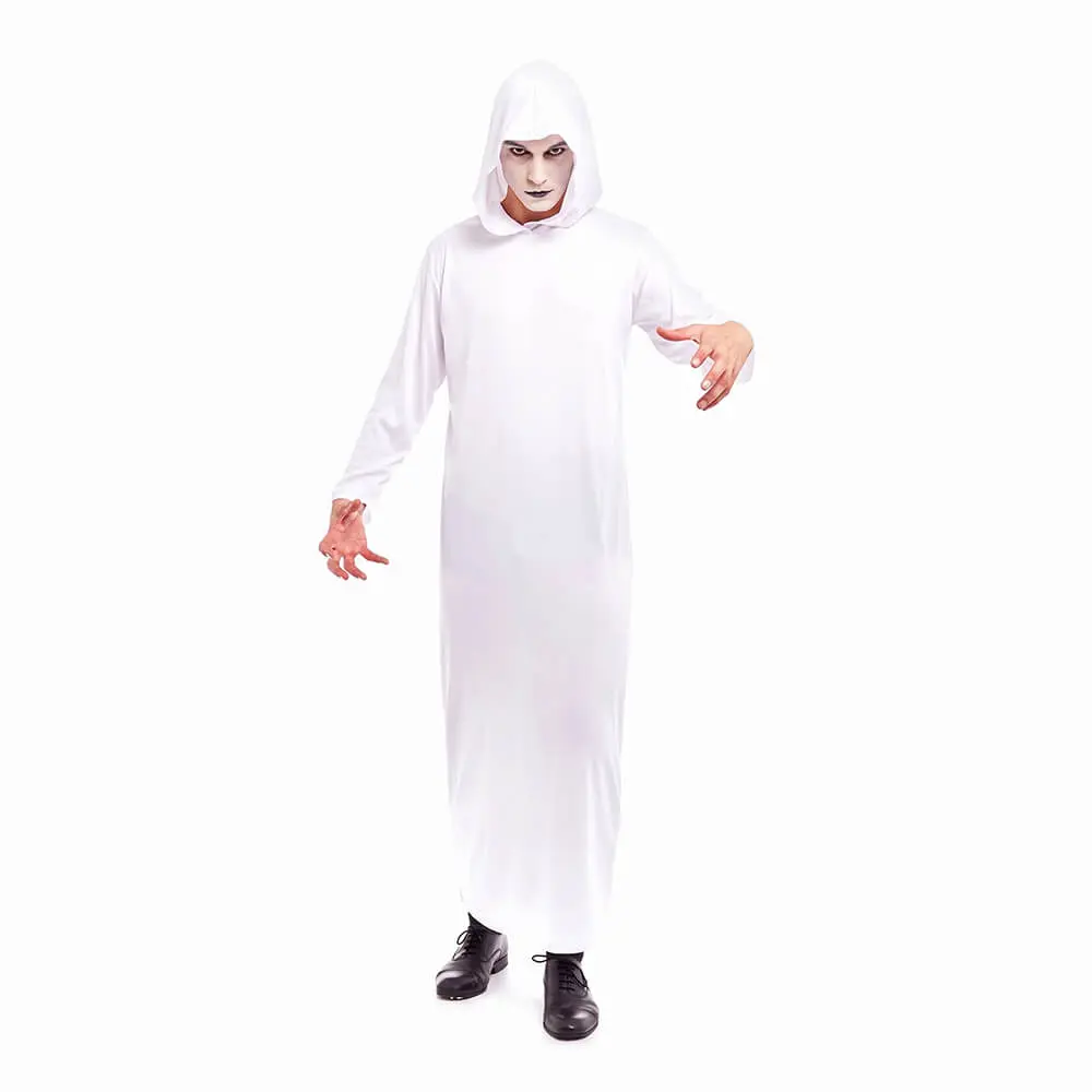 Túnica con Capucha Blanca para Adulto – Capa Entera de Monje, Sacerdote, Mago o Fantasma - Imagen 2