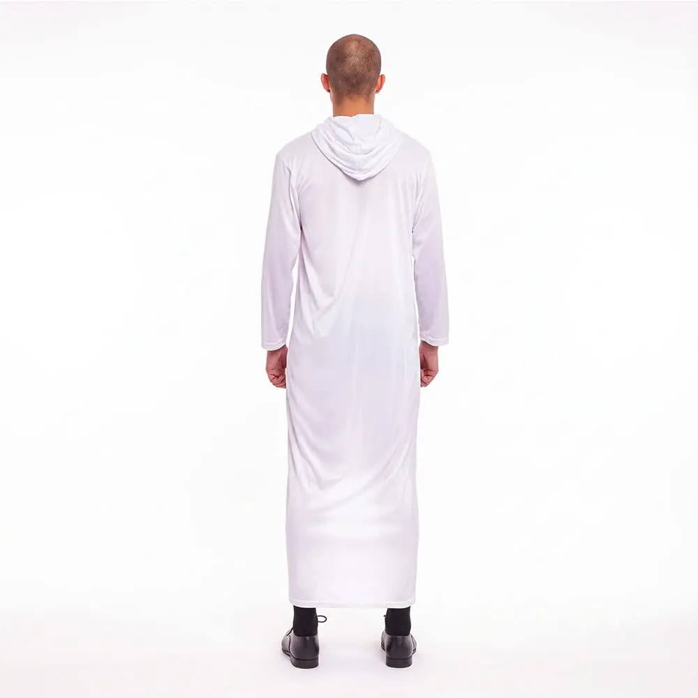 Túnica con Capucha Blanca para Adulto – Capa Entera de Monje, Sacerdote, Mago o Fantasma - Imagen 3
