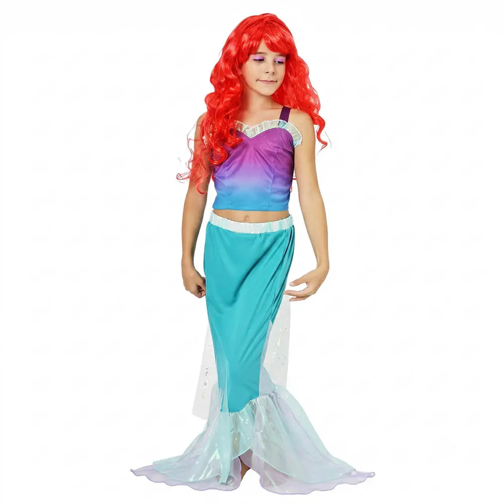 Disfraz de Sirenita Infantil – Traje de Sirena de 2 Piezas para Niña (Top y Falda) - Imagen 2