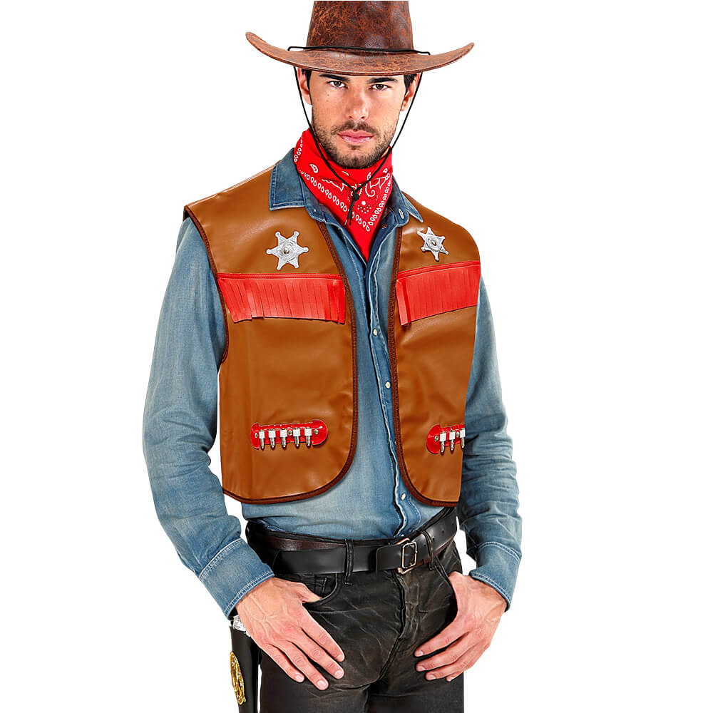 Disfraz de vaquero del oeste de cuero para niños, conjunto de chaleco y Disfraz de vaquero del oeste de cuero para niños, conjunto de chaleco y