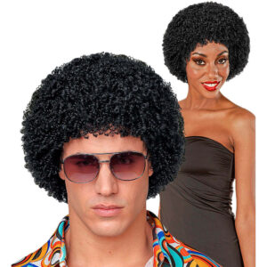 PELUCA DISCO AÑOS 70 NEGRA