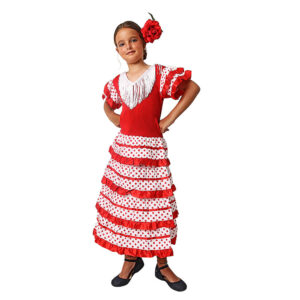 DISFRAZ DE SEVILLANA ROJO Y BLANCO INFANTIL