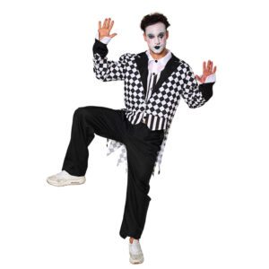 Disfraz de Arlequín Blanco y Negro Adulto