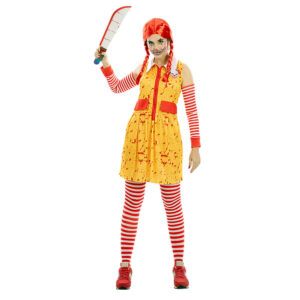 Disfraz de payasa asesina mujer con vestido y mitones