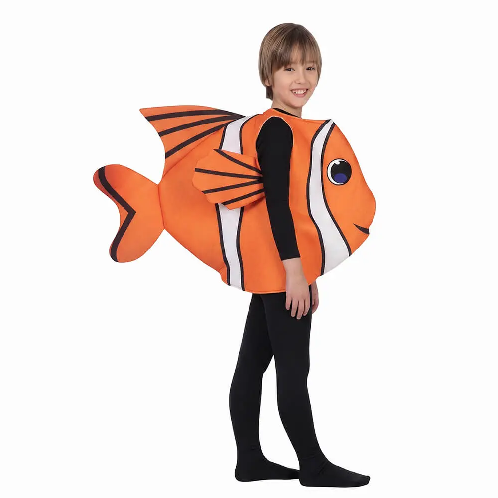 Disfraz de Pez Infantil – Traje de Pez Payaso Naranja tipo Tabardo Acolchado - Imagen 2