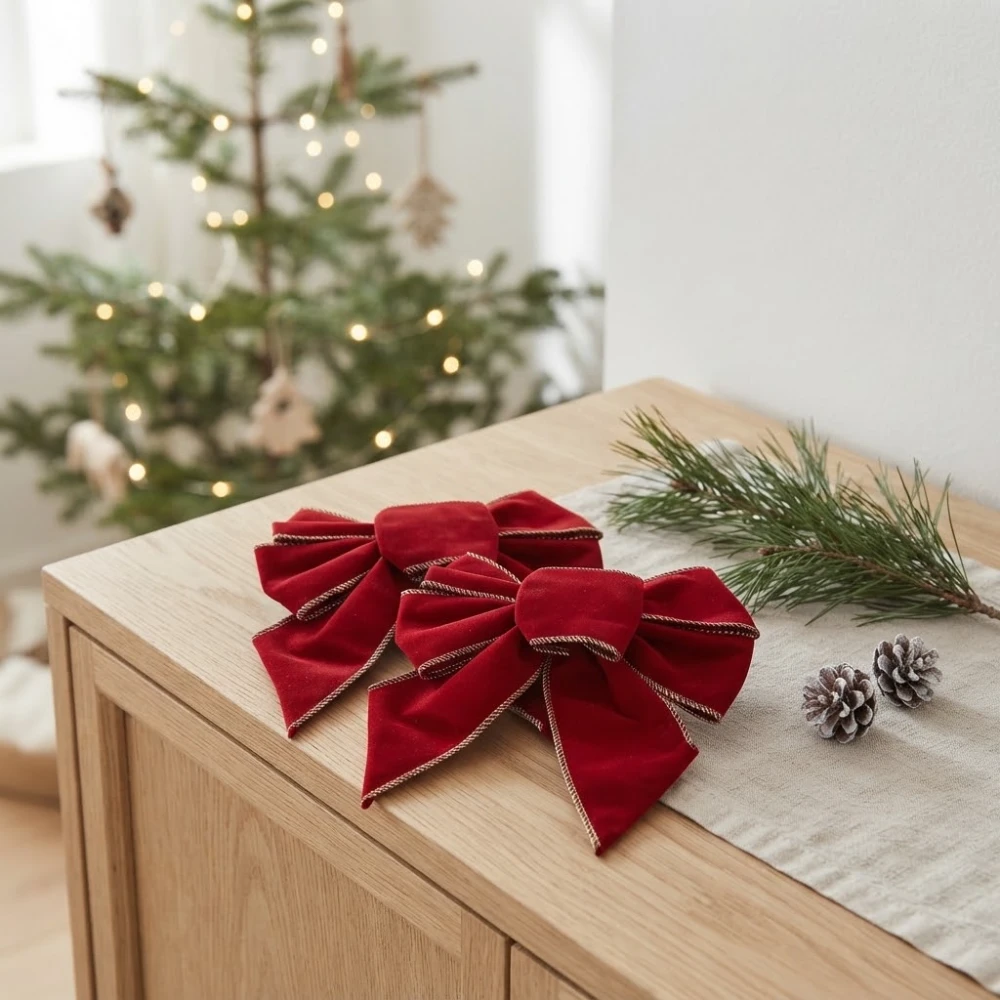 2 Lazos Rojos Navideños