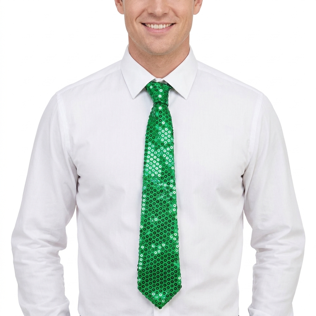 Corbata lentejuelas color verde - vista 2