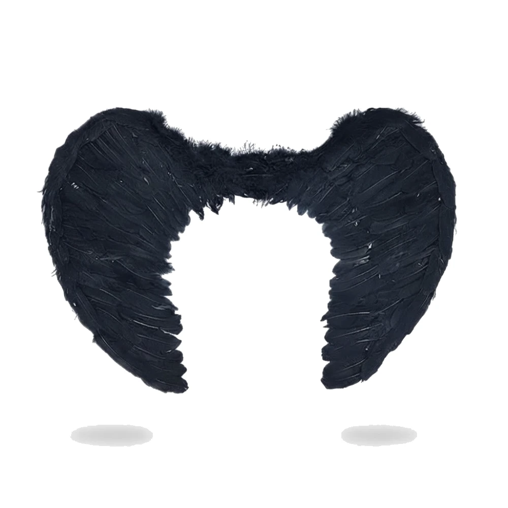 Alas Negras con Plumas – Accesorio de Ángel Caído y Fantasía (80 x 55 cm)