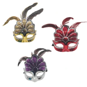 Antifaz con pluma y brillos