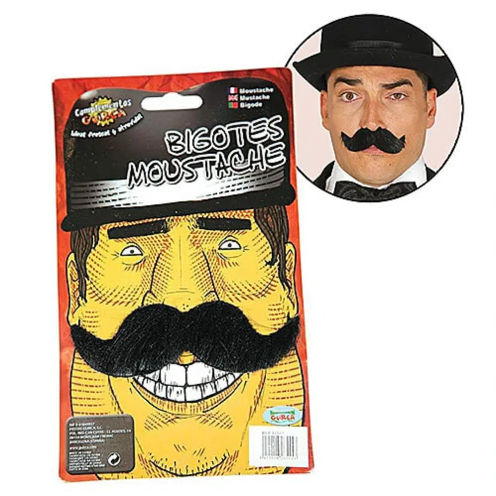 Bigote mostacho adhesivo negro